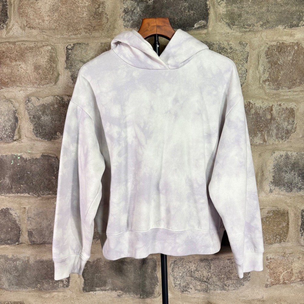 A New Day Womens Lavender White Tie Dye‎ Pullover Hoodie Sweatshirt Large Cozy